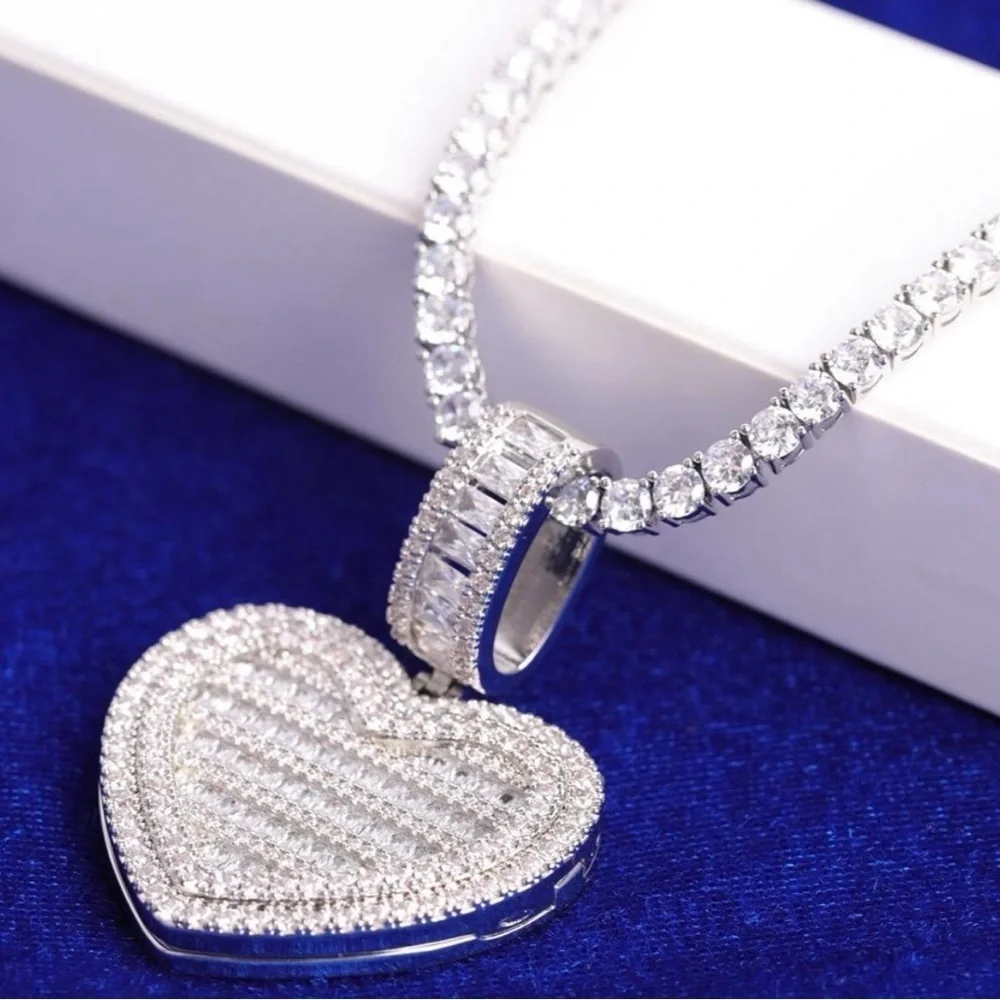 Silver Heart Tennis necklace 16 inch